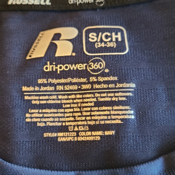 (159) Russell Athletics Training Dry-Power 360 Shirt, Size: Small Color: Blue - Picture 5 of 10